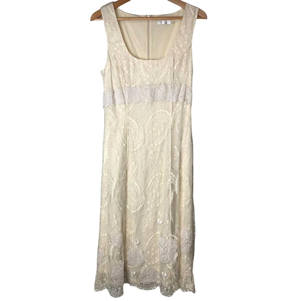 BADGLEY MISCHKA Cream Lace Midi Dress 8